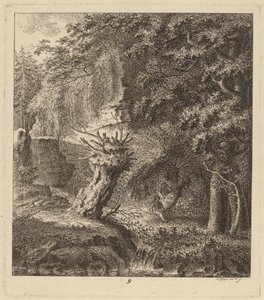 Boslandschap met een geknotte boom door Salomon Gessner