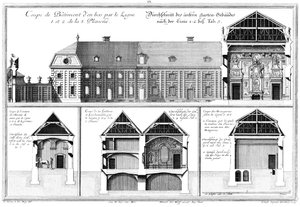 Drie Doorsneden door het Onderste Kasteel, Doorsnede door de Stal voor de Lijfpaarden door Salomon Kleiner