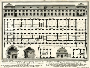 Plattegronden en aanzichten van de wintermenagerie en poortgebouwen door Salomon Kleiner