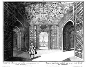 Interieur van een paviljoen in de 