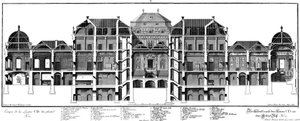 Doorsnede van het kasteel aan de Ehrenhofzijde door Salomon Kleiner
