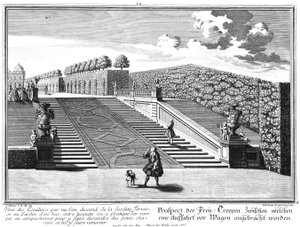 Prospectus van de westelijke trap met oprit door Salomon Kleiner