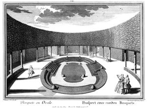 Prospect van een Rond Bosket door Salomon Kleiner