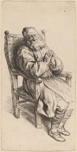 Oude Man die in een Fauteuil Slaapt door Salomon Koninck