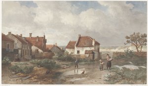 Huizen aan de rand van een dorp in de duinen