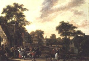 Boeren die feestvieren door Salomon Rombouts