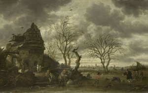 Winterscène door Salomon Rombouts