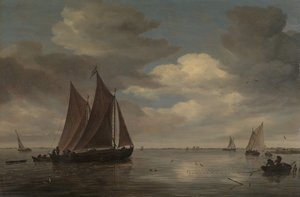 Vissersboten op een rivier, vroege 1660s