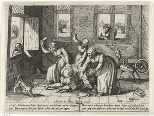Man krijgt slaag van drie vrouwen door Salomon Savery