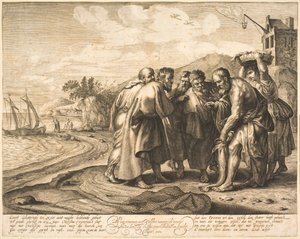 Sint Pieter vindt het belastinggeld in een vis door Salomon Savery