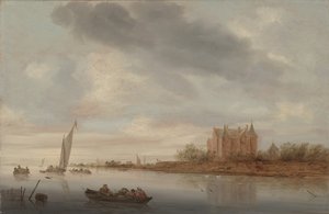 Kasteel aan een Rivier, 1644 door Salomon van Ruisdael or Ruysdael