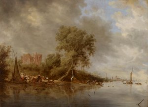 Rivierlandschap met de Ruïnes van het Kasteel van Egmond, 1641