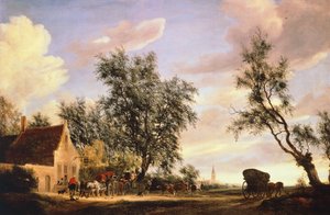 Witte Zwaan Herberg, door Salomon van Ruysdael (circa 1602-1670) door Salomon van Ruisdael or Ruysdael