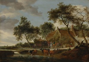 De drinkplaats door Salomon van Ruysdael
