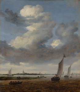 Gezicht op Beverwijk vanaf het Wijkermeer door Salomon van Ruysdael