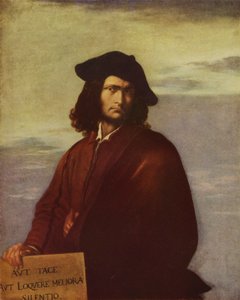 Filosofie, zelfportret door Italiaanse kunstenaar Salvator Rosa