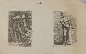 (Figurenserie) Gepantserde man kijkt in stroom door Salvator Rosa