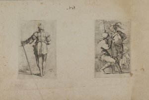 (Beeldjesreeks) Rug van man met helm, staand door Salvator Rosa