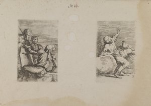 (Figurenserie) Drie soldaten door Salvator Rosa