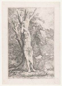 Albert vastgebonden aan een boom door Salvator Rosa