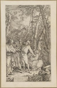 Diogenes gooit zijn kom weg door Salvator Rosa