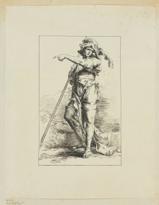 Figuur met staf wijzend door Salvator Rosa