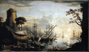 Marina van de haven door Salvator Rosa