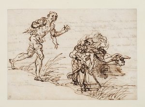 Mercurius en de Oneerlijke Houthakker (recto), c.1655-1659 door Salvator Rosa