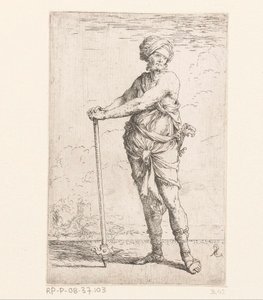 Soldaat met strijdhamer door Salvator Rosa