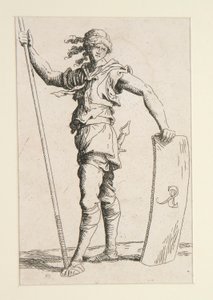Soldaat met Lans en Schild door Salvator Rosa