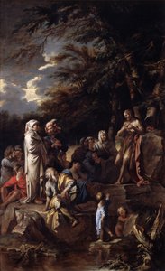 Johannes de Doper predikend in de woestijn, ca. 1660 (olieverf op doek) door Salvator Rosa