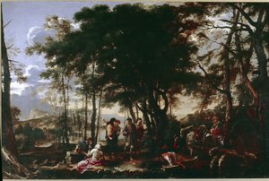 Het Filosofenbos. Schilderij door Salvator Rosa door Salvator Rosa