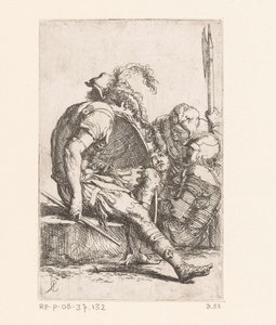 Vier soldaten door Salvator Rosa