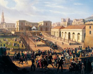 Inhuldiging van de spoorweg Napels-Portici, 3 oktober door Salvatore Fergola