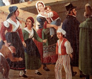 Traditionele Napolitaanse kostuums: gewone mensen (detail)