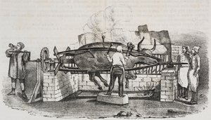 Kolossale braadstuk, lithografie door Salvatore Puglia uit Poliorama Pittoresco, nr. 4, 2 september door Salvatore Puglia