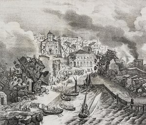 Vernietiging van Pointe-à-Pitre tijdens aardbeving op 8 februari door Salvatore Puglia