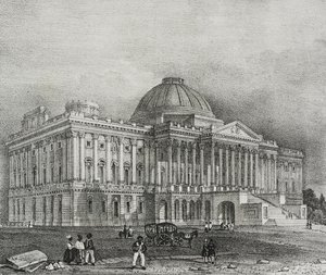 Gevel van het Capitool in Washington, VS, lithografie door Salvatore Puglia uit Poliorama Pittoresco, nr. 42, 28 mei door Salvatore Puglia