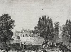 Lazienki Paleis, Warschau, Polen, lithografie uit Poliorama Pittoresco, nr. 48, 9 juli door Salvatore Puglia
