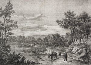 Bronnen van mineraalwater in het bos van Acerra, Campania, Italië, lithografie door Salvatore Puglia uit Poliorama Pittoresco, nr. 5, 7 september door Salvatore Puglia