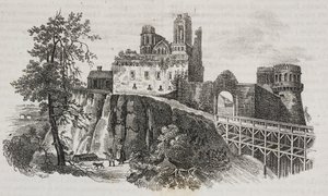 Ostroh Kasteel, Oekraïne, lithografie door Salvatore Puglia uit Poliorama Pittoresco, nr. 30, 1 maart door Salvatore Puglia