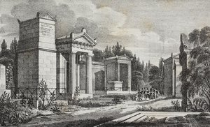 Père-Lachaise-begraafplaats, Parijs, Frankrijk, lithografie door Salvatore Puglia uit Poliorama Pittoresco, nr. 19, 17 december door Salvatore Puglia