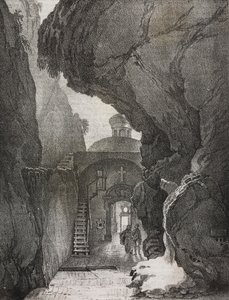 Heiligdom van de Heilige Drie-eenheid of Heiligdom van de Gespleten Berg, Gaeta, Lazio, Italië, uit Poliorama Pittoresco, nr. 43, 1 juni