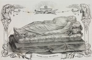 Gesluierde Christus door Giuseppe Sanmartino (circa 1720-1793), Cappella Sansevero, Napels, Campania, Italië, lithografie door Salvatore Puglia uit Poliorama Pittoresco, nr. 33, 26 maart