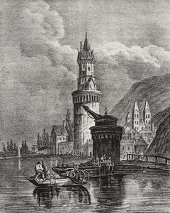 Uitzicht op Andernach, Duitsland, lithografie door Salvatore Puglia uit Poliorama Pittoresco, nr. 45, 17 juni door Salvatore Puglia