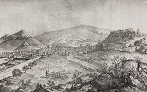 Uitzicht op Athene, Griekenland, lithografie door Salvatore Puglia uit Poliorama Pittoresco, nr. 1, 13 augustus