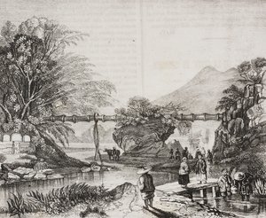 Uitzicht op de vallei van Hong Kong, China, lithografie door Salvatore Puglia uit Poliorama Pittoresco, nr. 14, 9 november door Salvatore Puglia