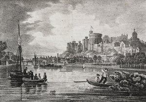 Uitzicht op Windsor Castle, Engeland, Verenigd Koninkrijk, lithografie door Salvatore Puglia uit Poliorama Pittoresco, nr. 32, 15 maart