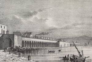 Uitzicht op spoorweg bij Torre Annunziata, Campania, Italië, uit Poliorama Pittoresco, nr. 21, 31 december
