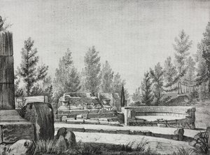 Uitzicht op de ruïnes van Pompeii, Campania, Italië, lithografie door Salvatore Puglia uit Poliorama Pittoresco, nr. 7, 25 september door Salvatore Puglia